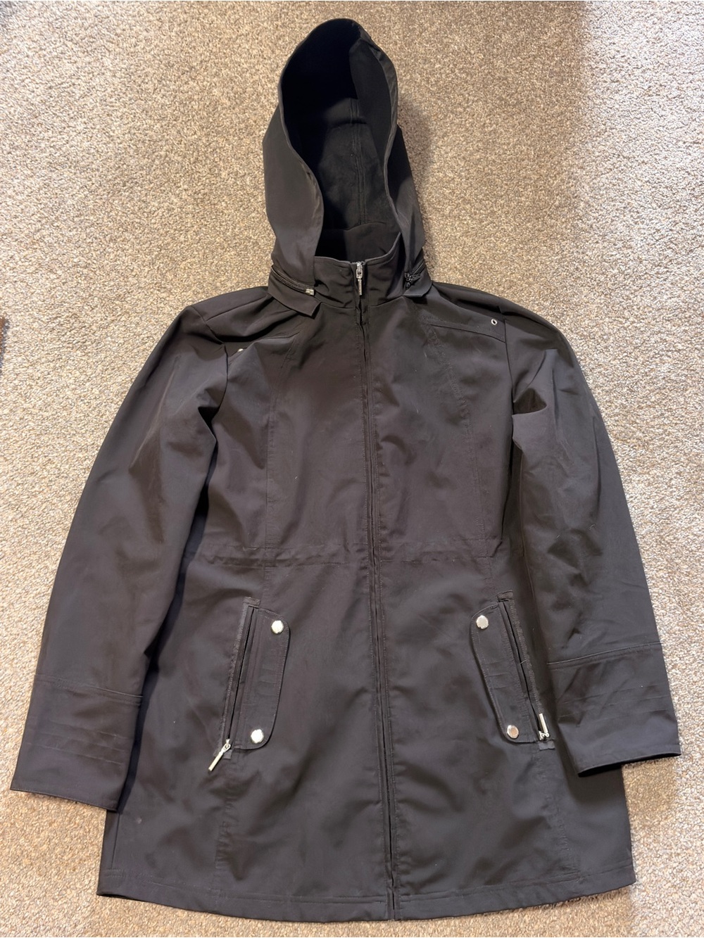 WEATHERPROOF
Black Hooded Rain Jacket